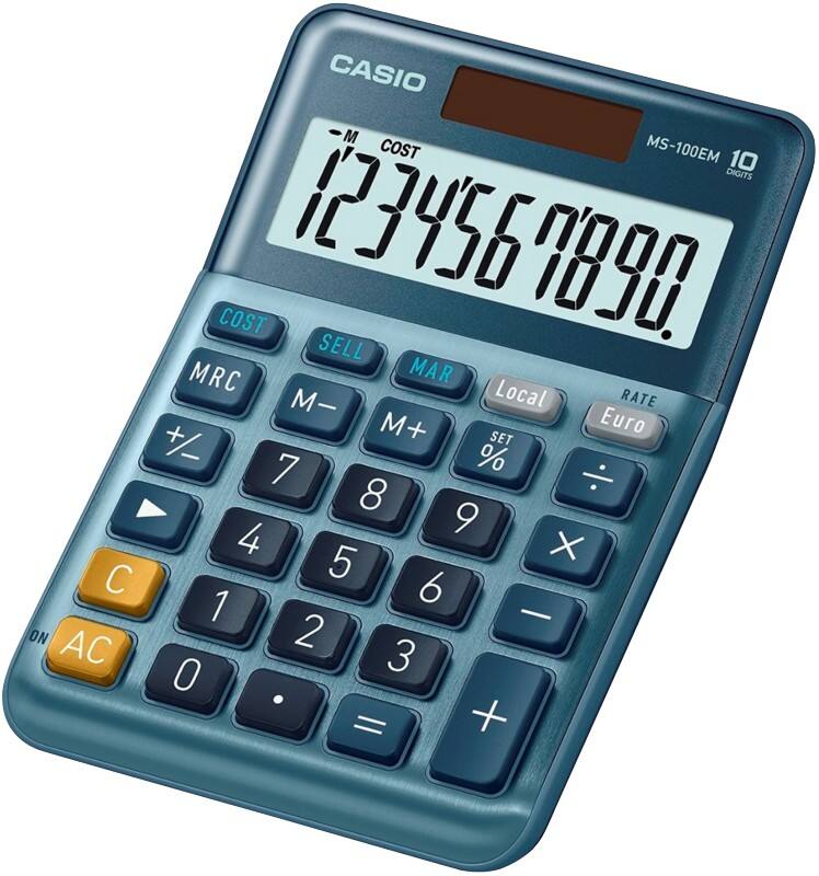 Casio MS-100EM Tischrechner 10-stelliger LCD-Monitor Blau