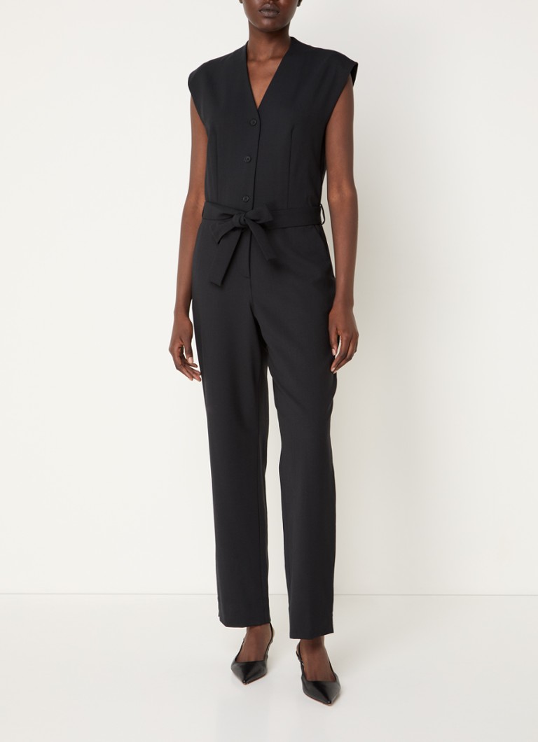 Claudie Pierlot  Joylaine straight fit jumpsuit in wolblend met strikceintuur