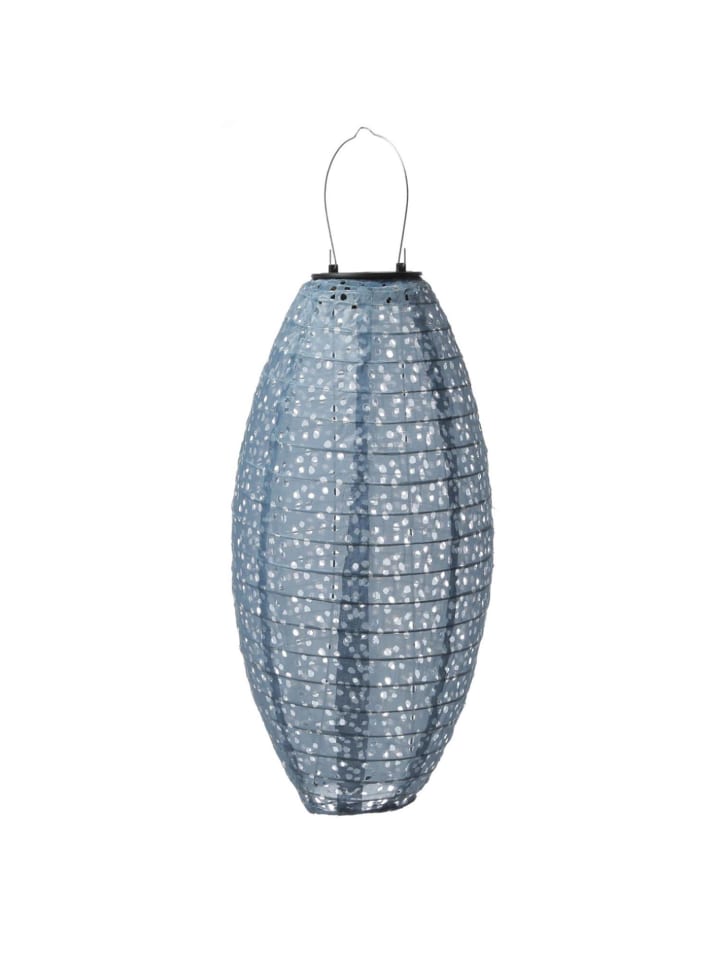 MARELIDA LED Solar Lampion oval mit Blumenmuster H: 40cm in blau günstig kaufen onesize