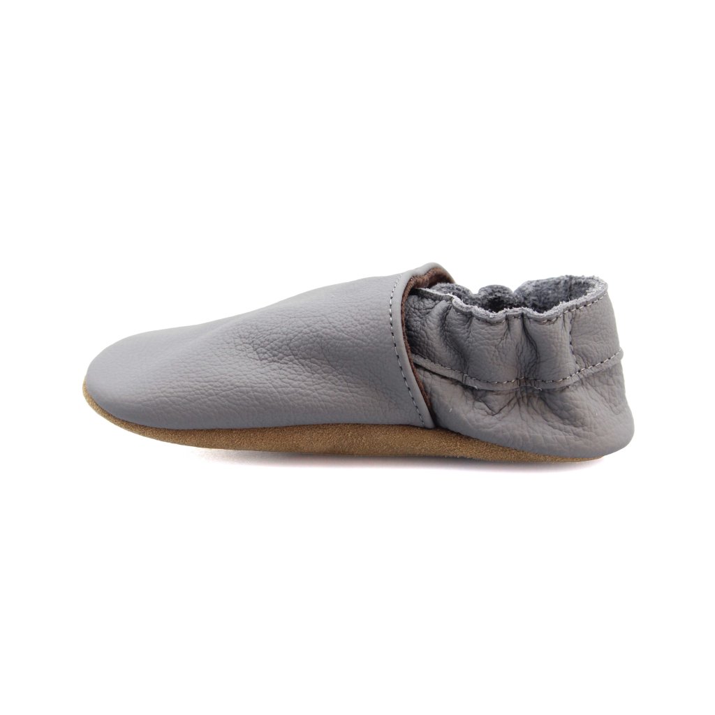 baBice Plain Dark Grey dunkelgraue Krabbelschuhe