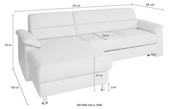 sit&more Ecksofa Ascara, inklusive Boxspring/Federkern-Polsterung, wahlweise mit Bettfunktion