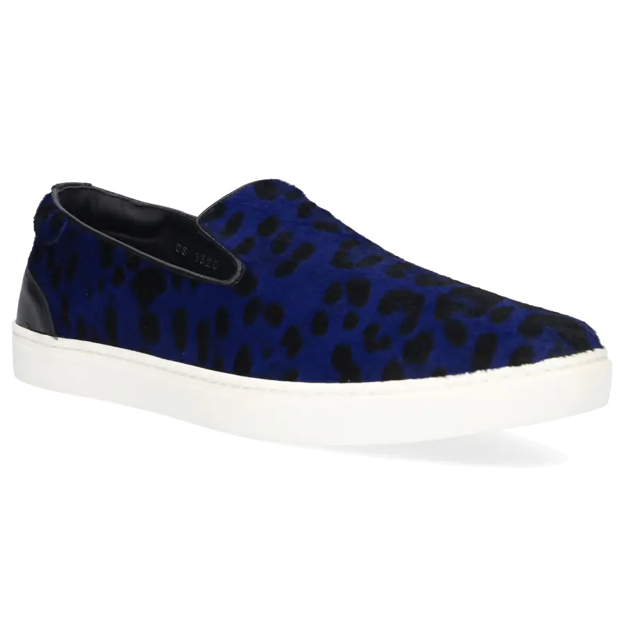 Dolce & Gabbana - Sneaker low Nappaleder Leo Print blau - blau