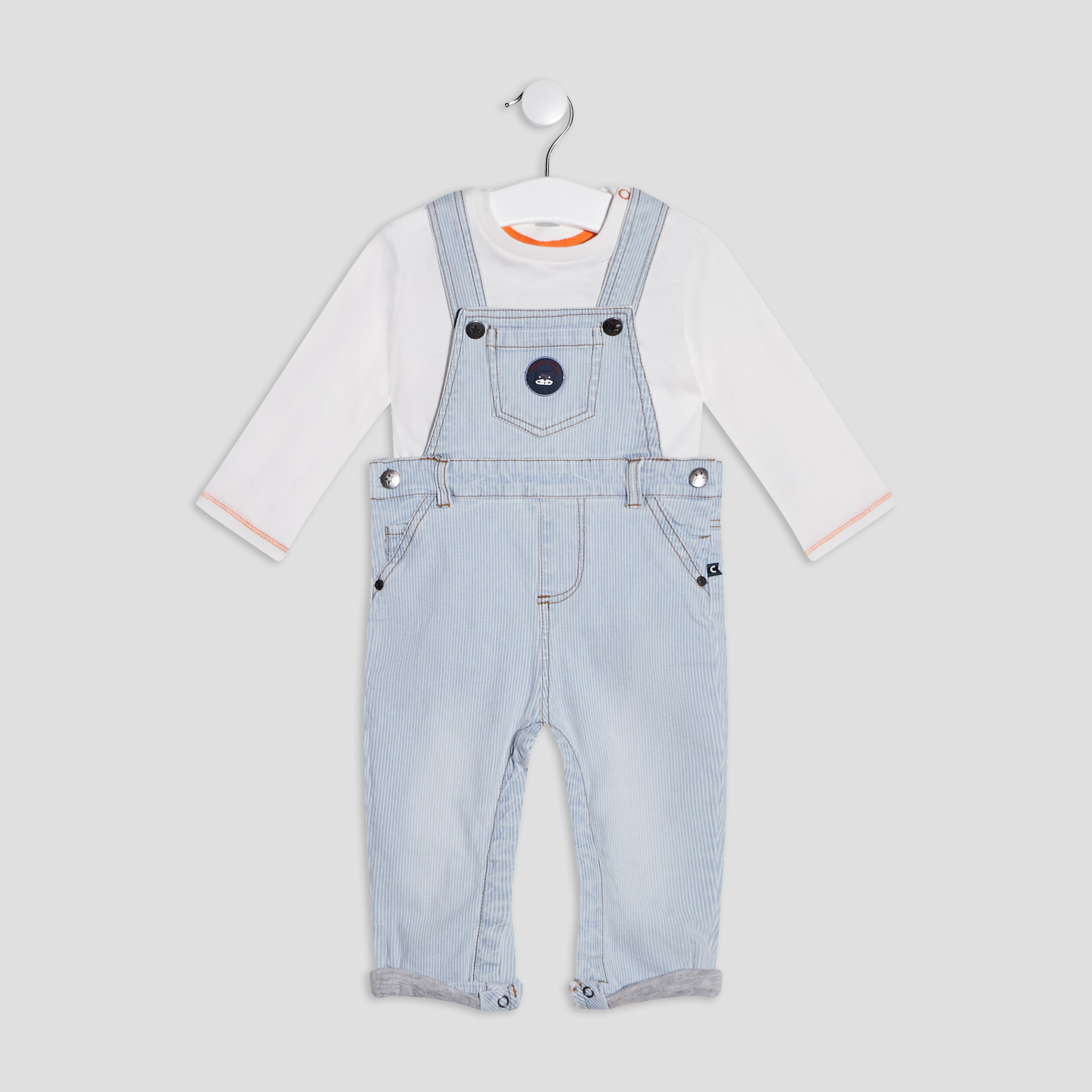 Ensemble 2 pièces salopette ecru bébé garçon | La Halle
