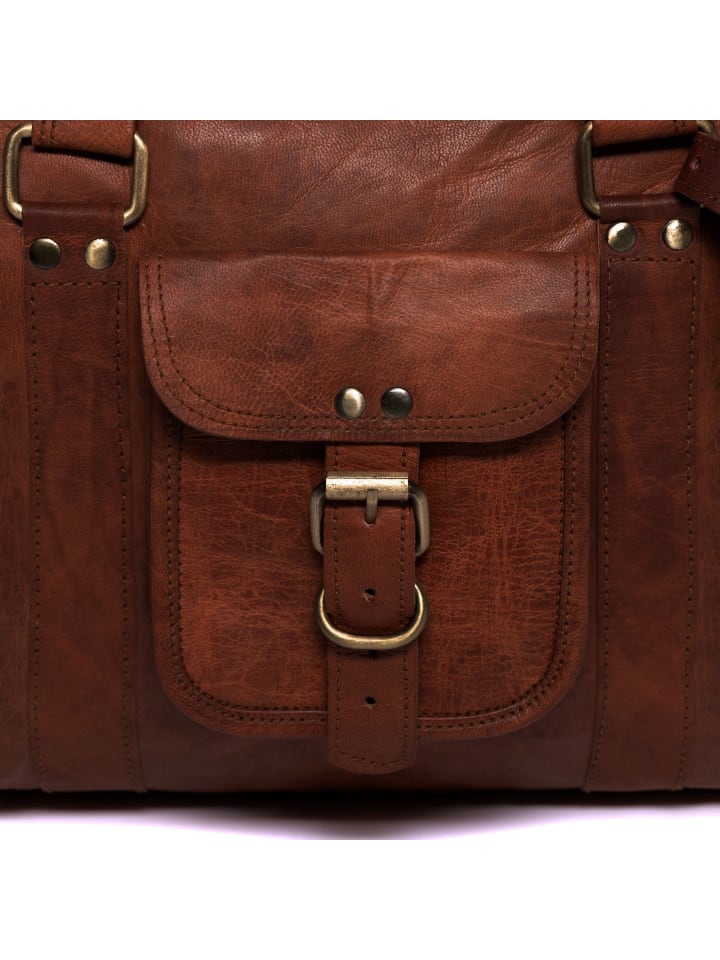 SID & VAIN Leder-Reisetasche echt Leder Weekender groß braun-60 in braun günstig kaufen L