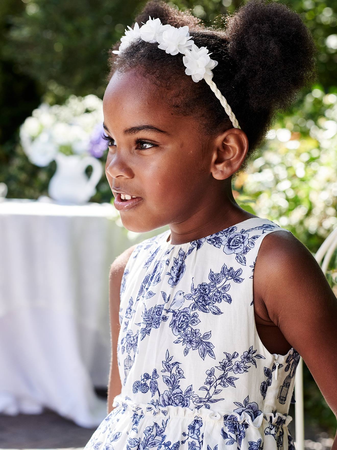 Robe de cérémonie à fleurs fille noeud au dos écru