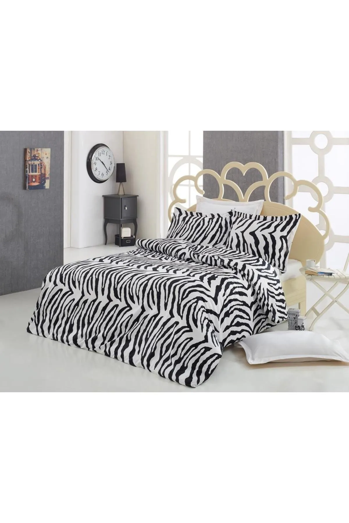 Çeyiz Diyarı  Bettwäsche-Set für Doppelbett aus Baumwollsatin mit Zebramuster