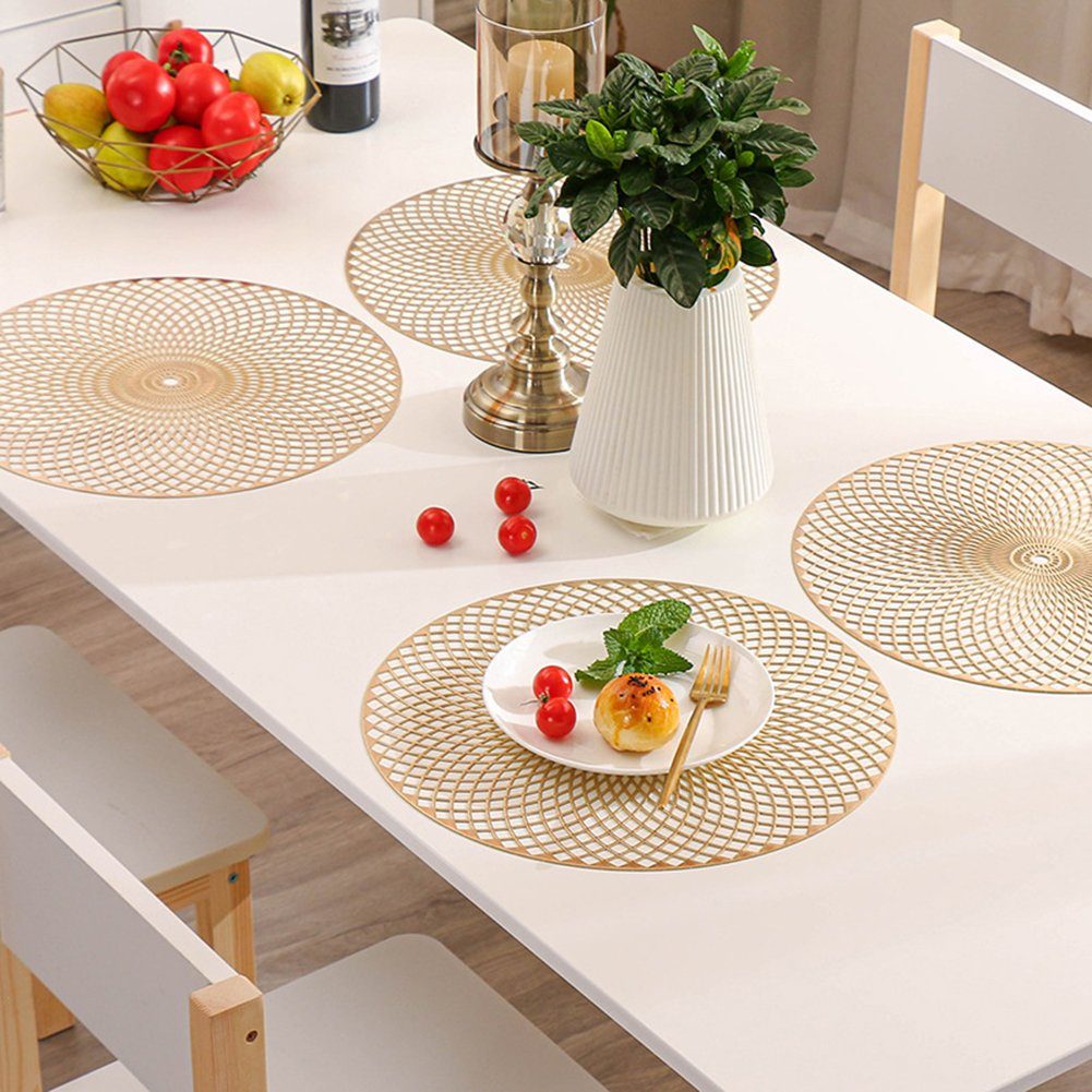 ZAXSD Tischsitz Tischsets,4er Platzset Abwischbar 38x38cm, abwaschbare Platzdeckchen PVC-Tischdeckchen