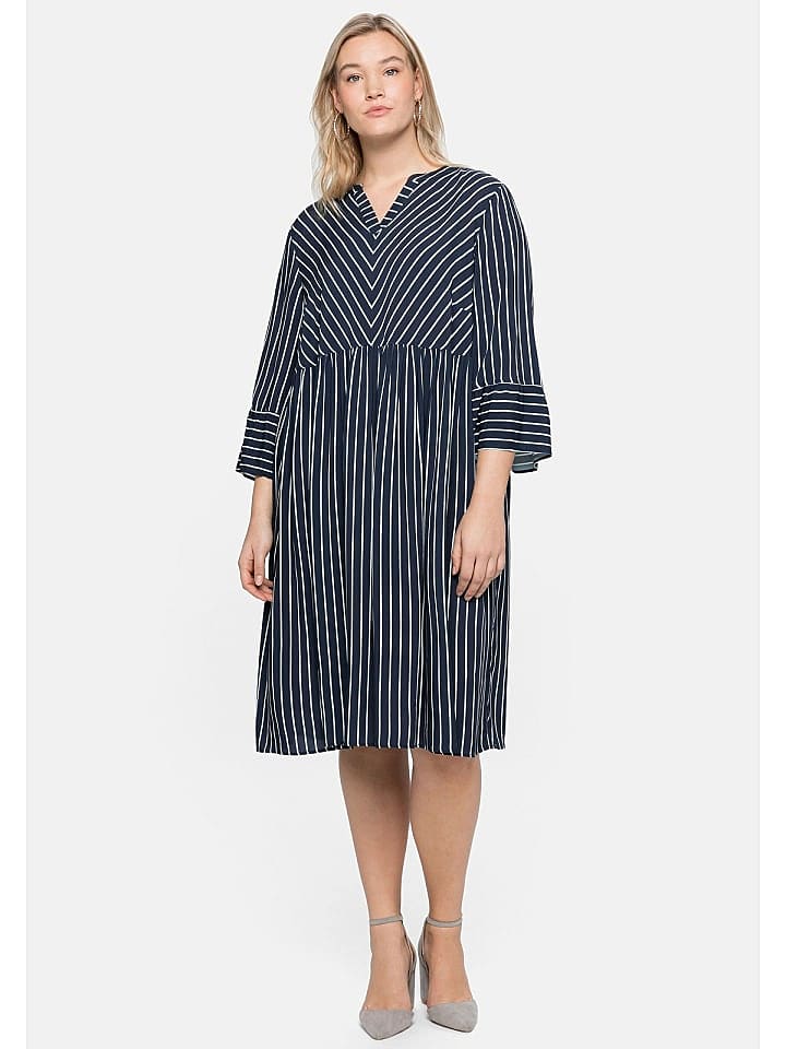 sheego Kleid in marine gestreift günstig kaufen 46