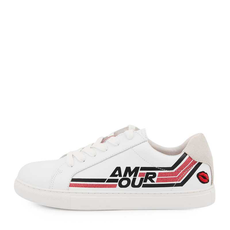 Baskets en cuir Simone retro amour blanc/rose