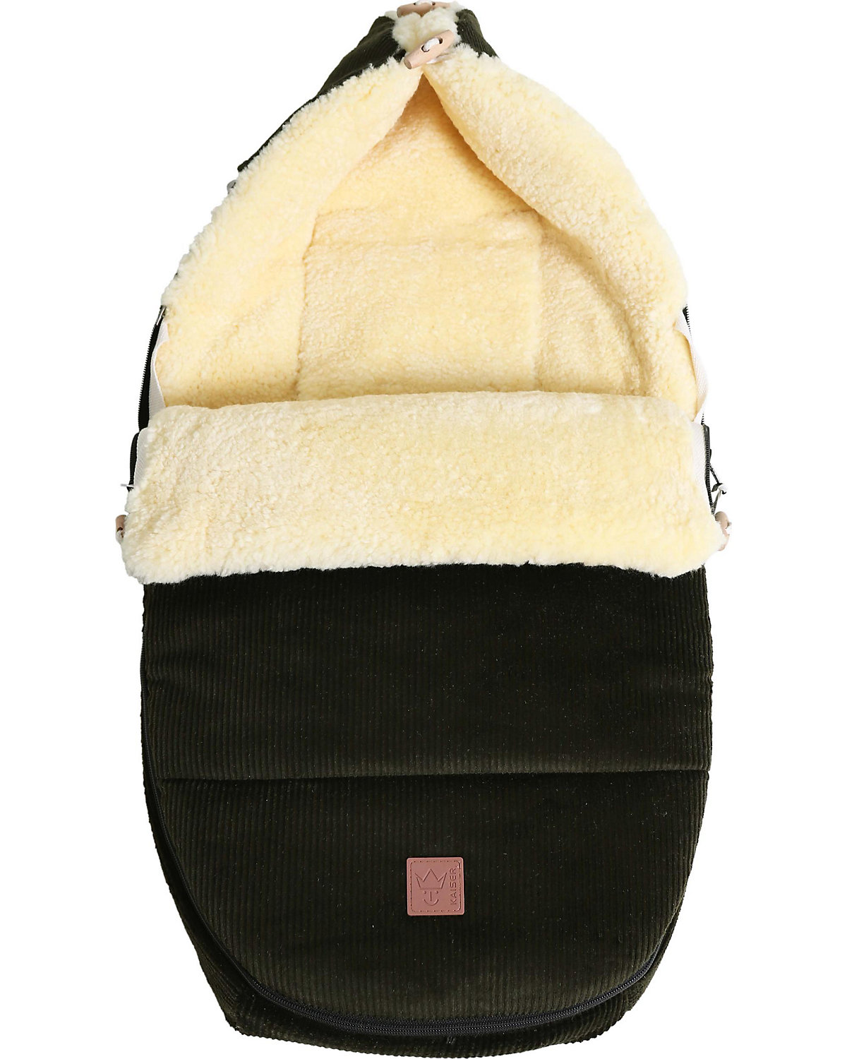 FILIA CORD Babyschalen Fußsack, Lammfell medizin, Fb. olive green