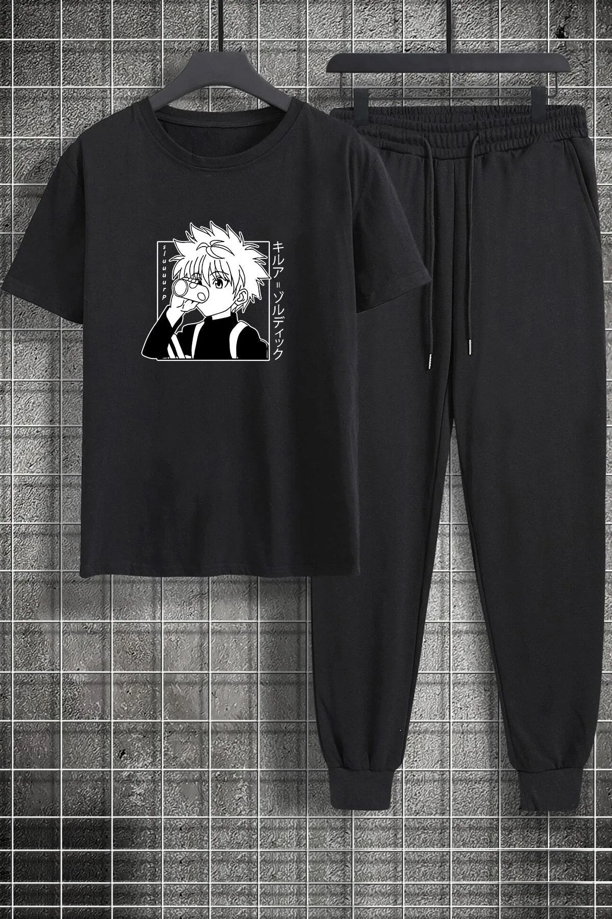 uyguntarz  Bedrucktes zweiteiliges Unisex-Trainingsanzugset „Killua Zoldyck“.