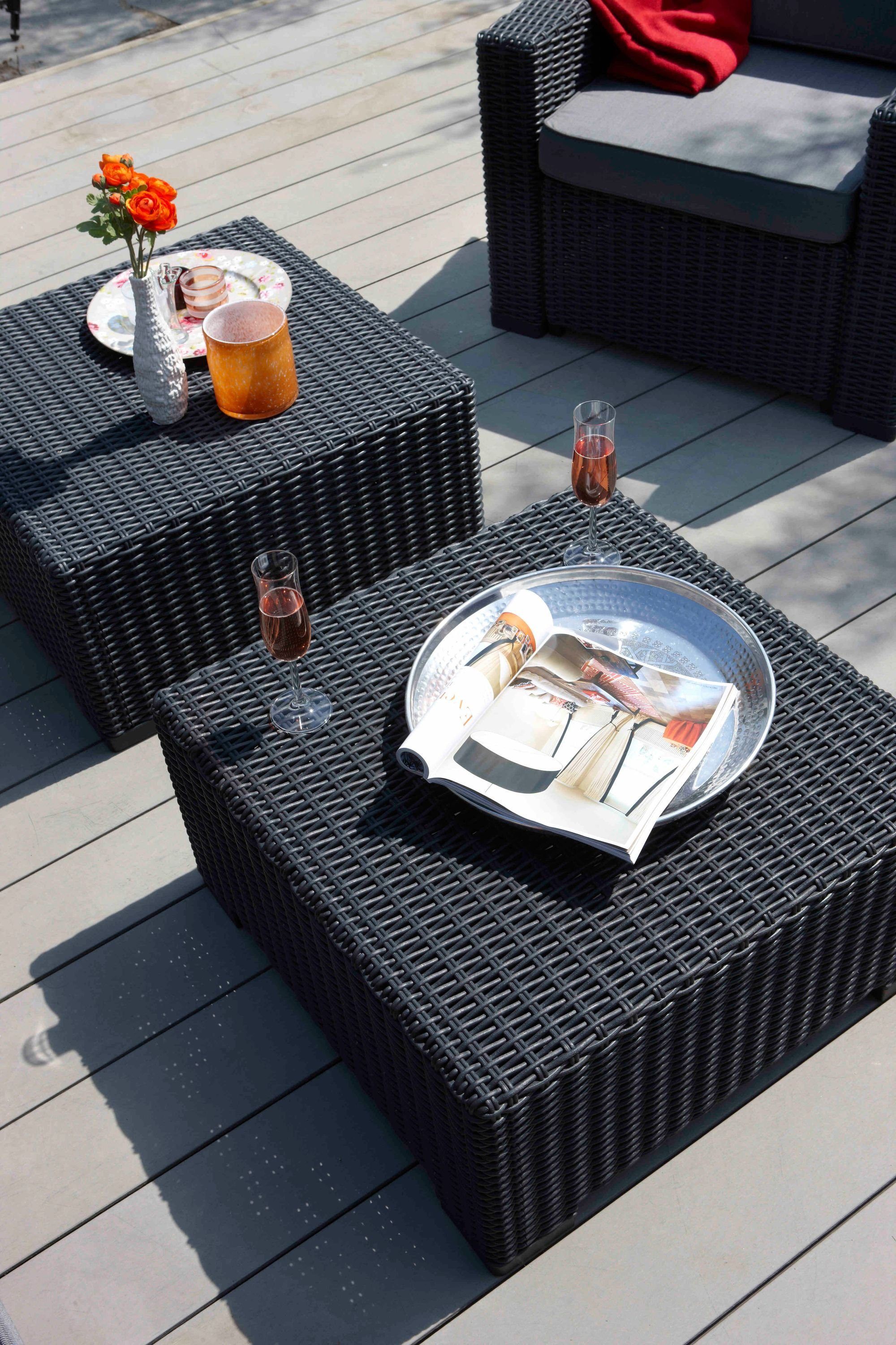 Allibert Gartentisch Allibert California Loungetisch anthrazit, Rattanoptik, wetterfest