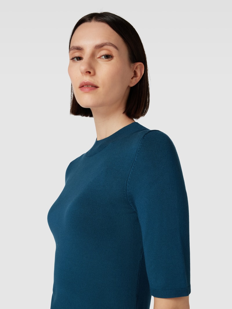 Strickshirt mit Rundhalsausschnitt in petrol