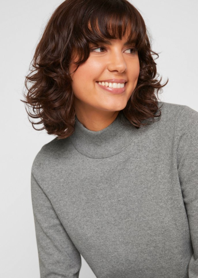 Basic Pullover mit Stehkragen mit recycelter Baumwolle