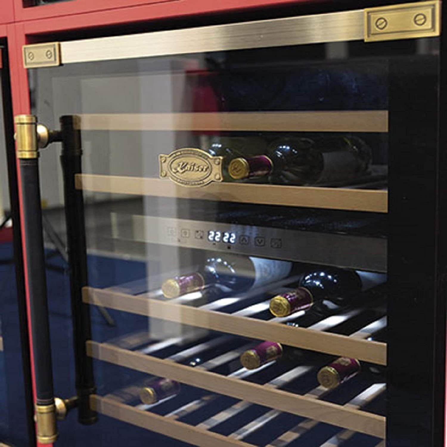 Kaiser Küchengeräte Weinkühlschrank K 64750 AD, für 46 Standardflaschen á 0,75l,Retro Weinkühlschrank 145l 46 Weinflachen 2 Klimazonen Freistehend