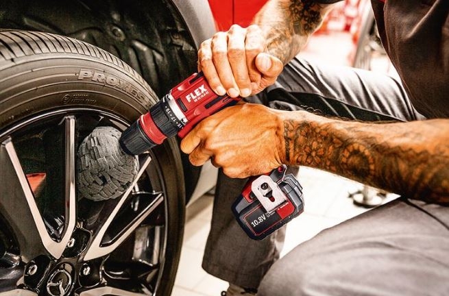 Taladro inalámbrico Flex-tools 418005 DD 2G 10.8-EC de 10,8 V (baterías y cargador no incluidos) en caja L-Boxx