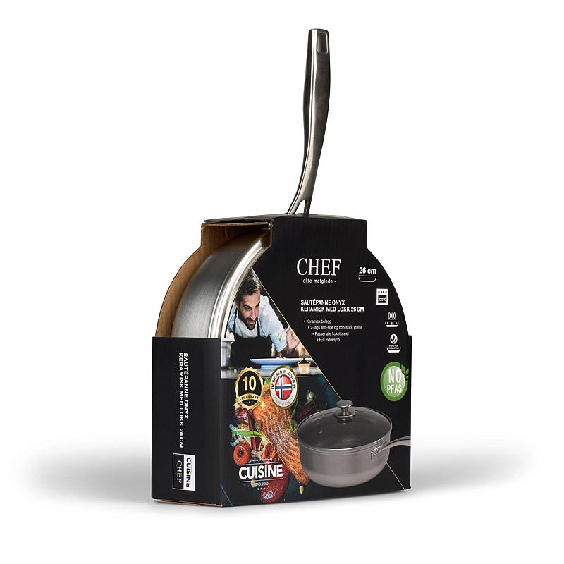 Cuisine Chef Sautepanne ø 26 cm m/lokk Onyx keramisk Cuisine