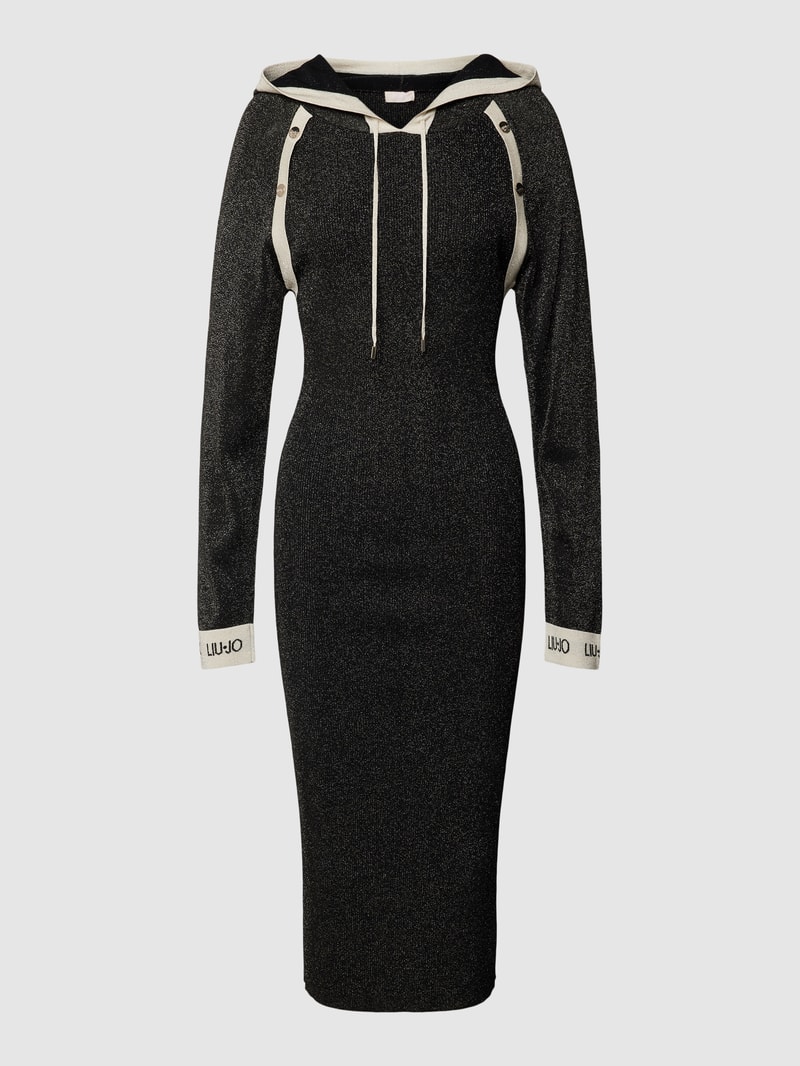 Midikleid mit Effektgarn in metallic schwarz
