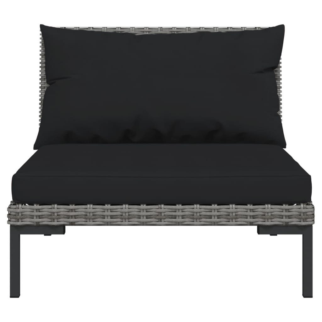 vidaXL Gartenlounge-Set 5-tlg. Garten-Lounge-Set mit Auflagen Poly Rattan Dunkelgrau, (1-tlg)