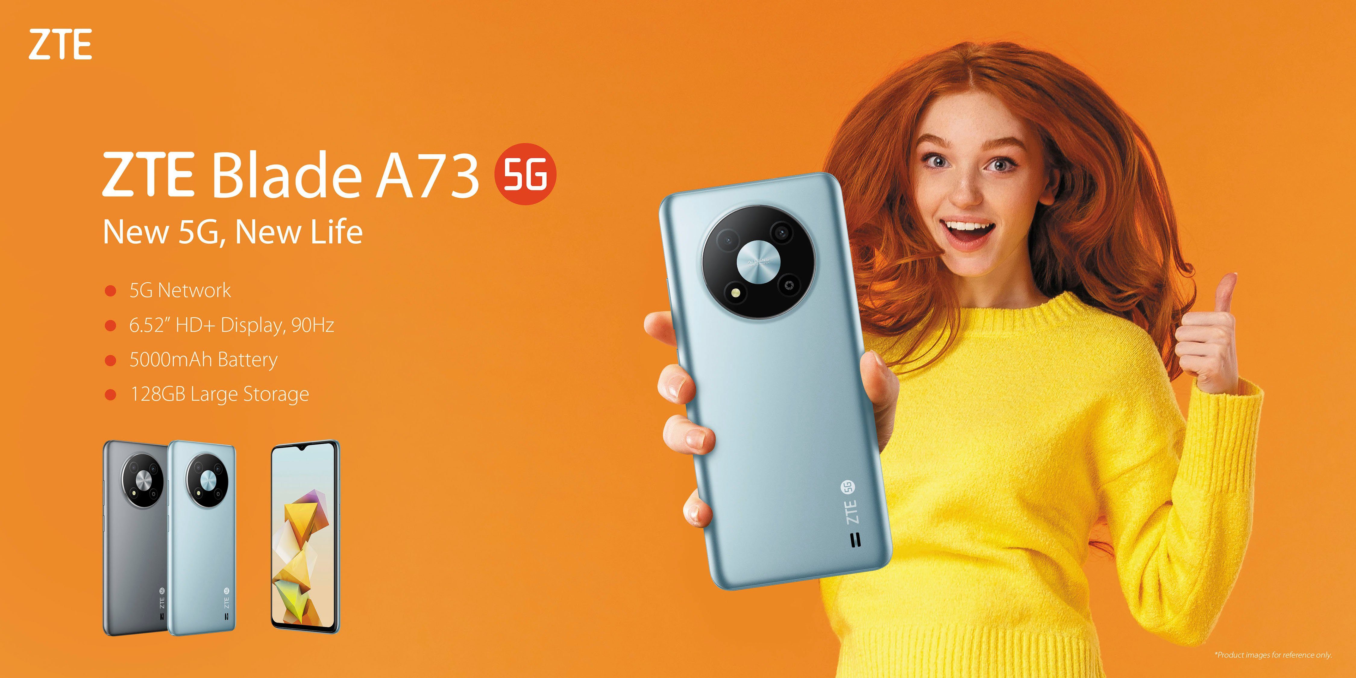 ZTE Blade A73 5G Smartphone (16,56 cm/6,52 Zoll, 128 GB Speicherplatz, 50 MP Kamera)