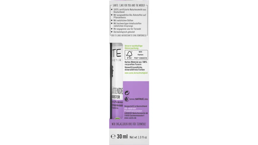 SANTE Sofort Glättender Hyaluron Booster Natürliches Hyaluron & Parakresse 30 ml