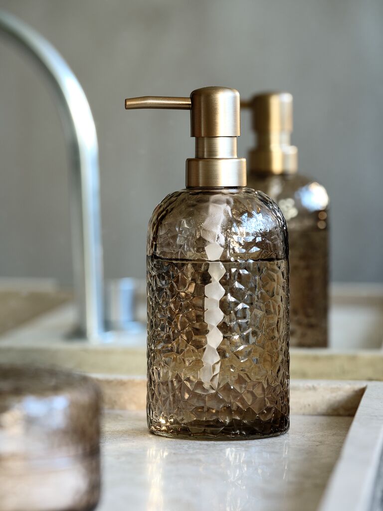 Distributeur de savon GENEVED, en verre recyclé, marron