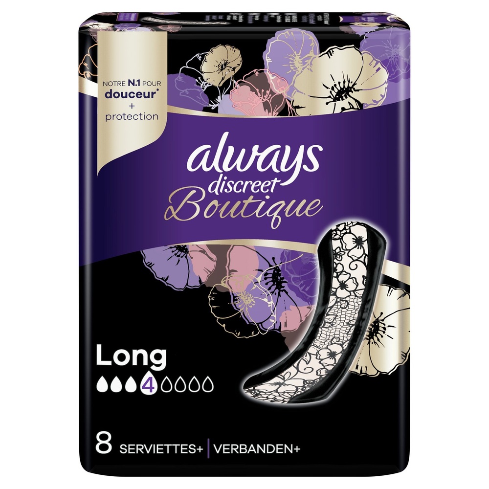 always Always Discreet Boutique Pour Fuites Urinaires x8 Serviettes Hygiéniques Pour Fuites Urinaires