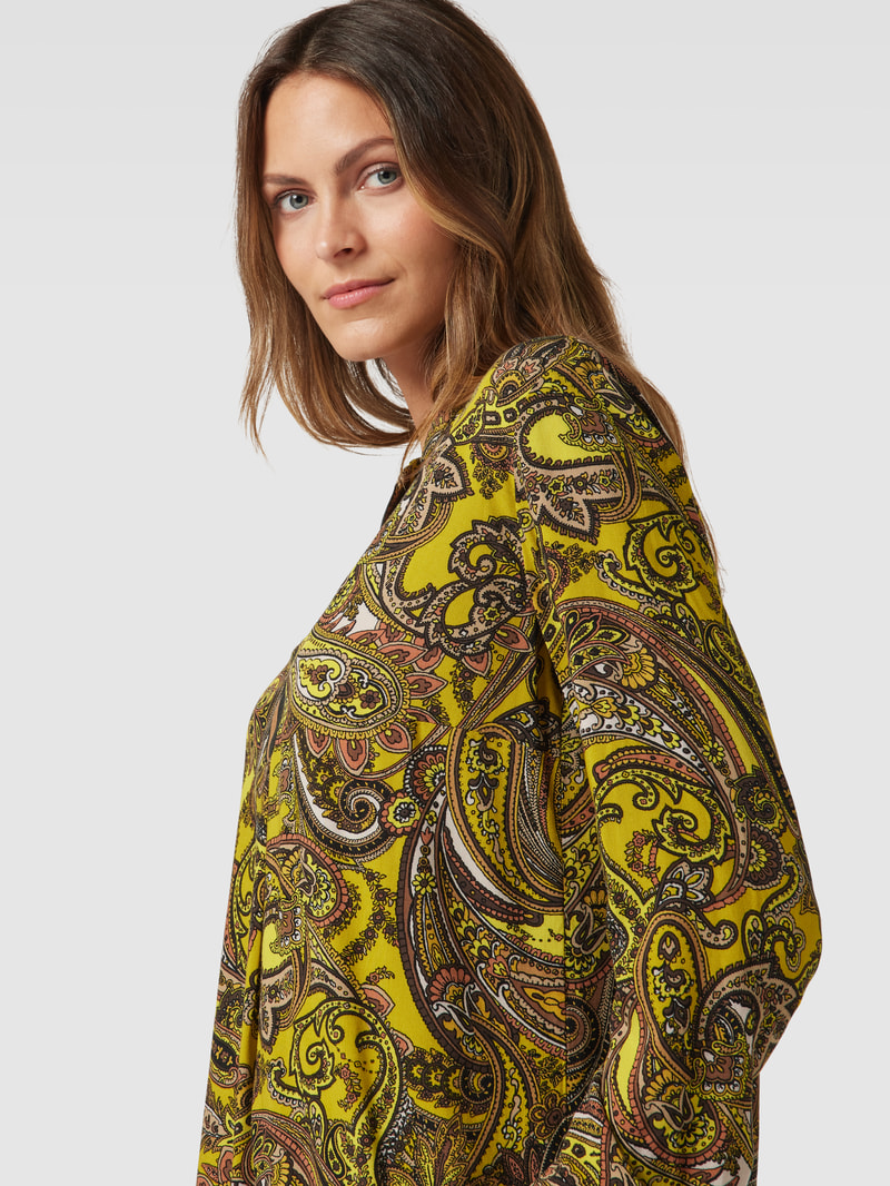 Bluse mit Allover-Muster in senfgelb