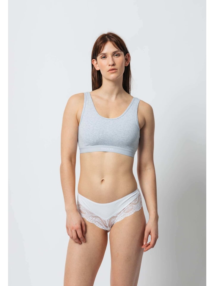SNOCKS Hipster mit Spitze aus Bio-Baumwolle 3 Stück in Mix (Weiß/Hellgrau/Schwarz) günstig kaufen