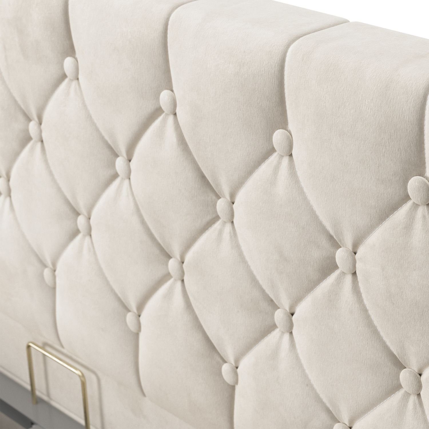 Juskys Polsterbett Nizza, Bettkasten, LED Licht, Chesterfield Steppung, Samtbezug