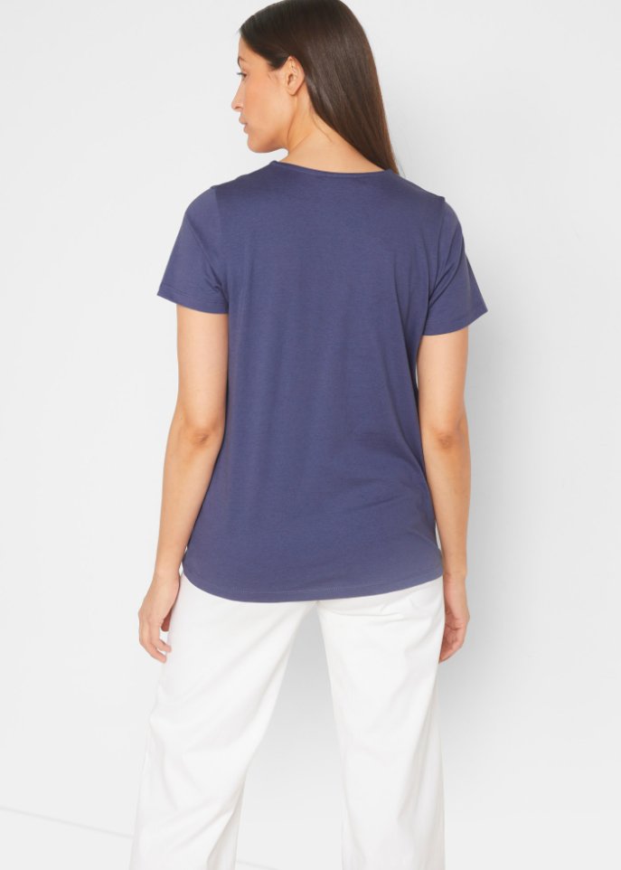 T-Shirt mit V-Kragen, bedruckt