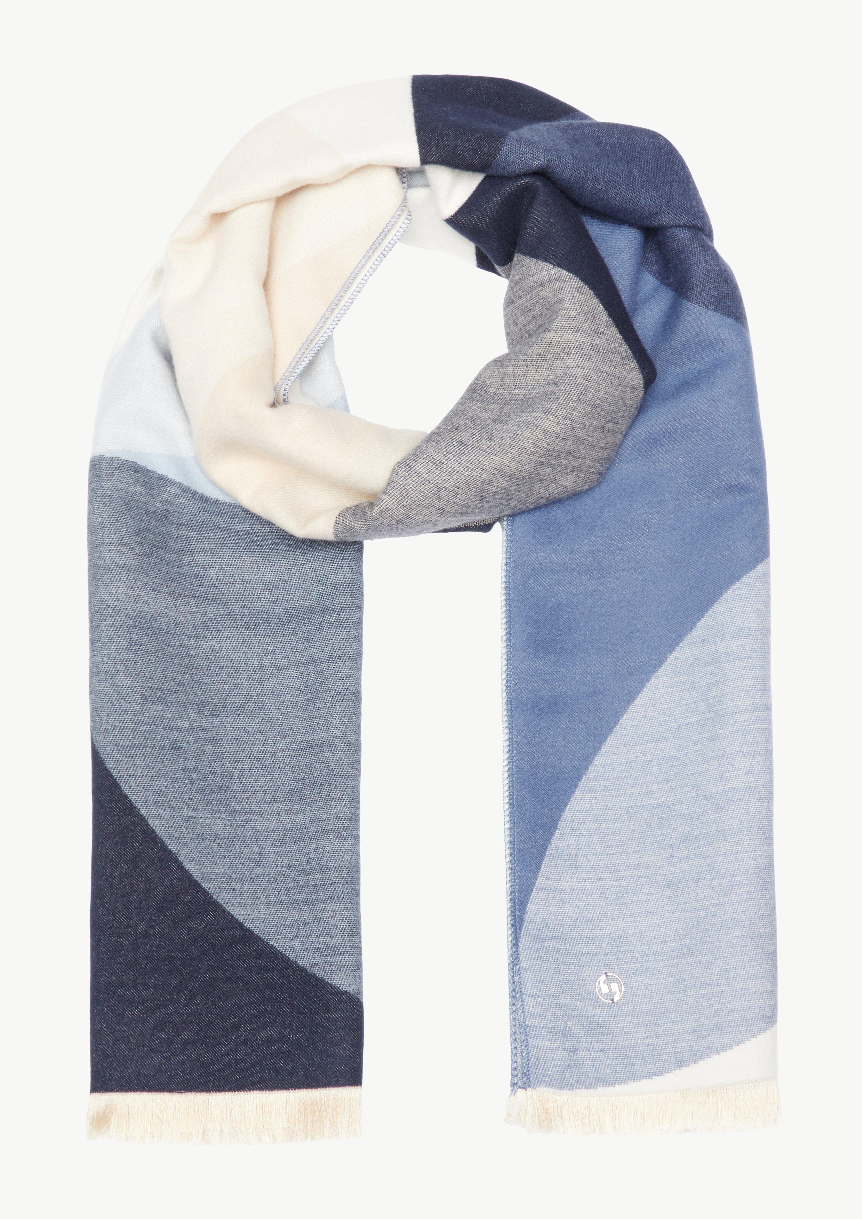 Schal mit Fransen aus Viskosemix - navy