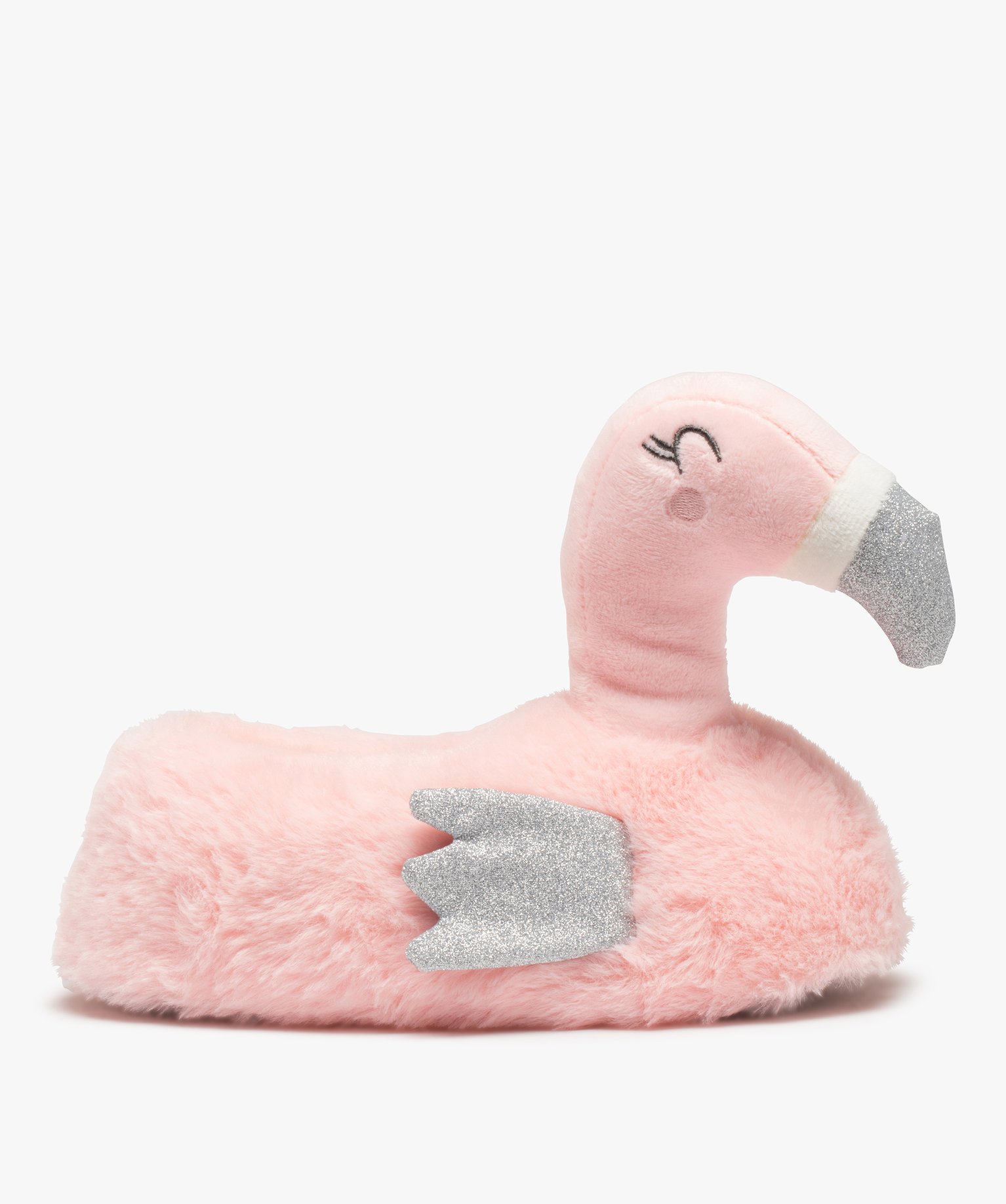 Chaussons femme en volume flamant rose à paillettes rose | GEMO