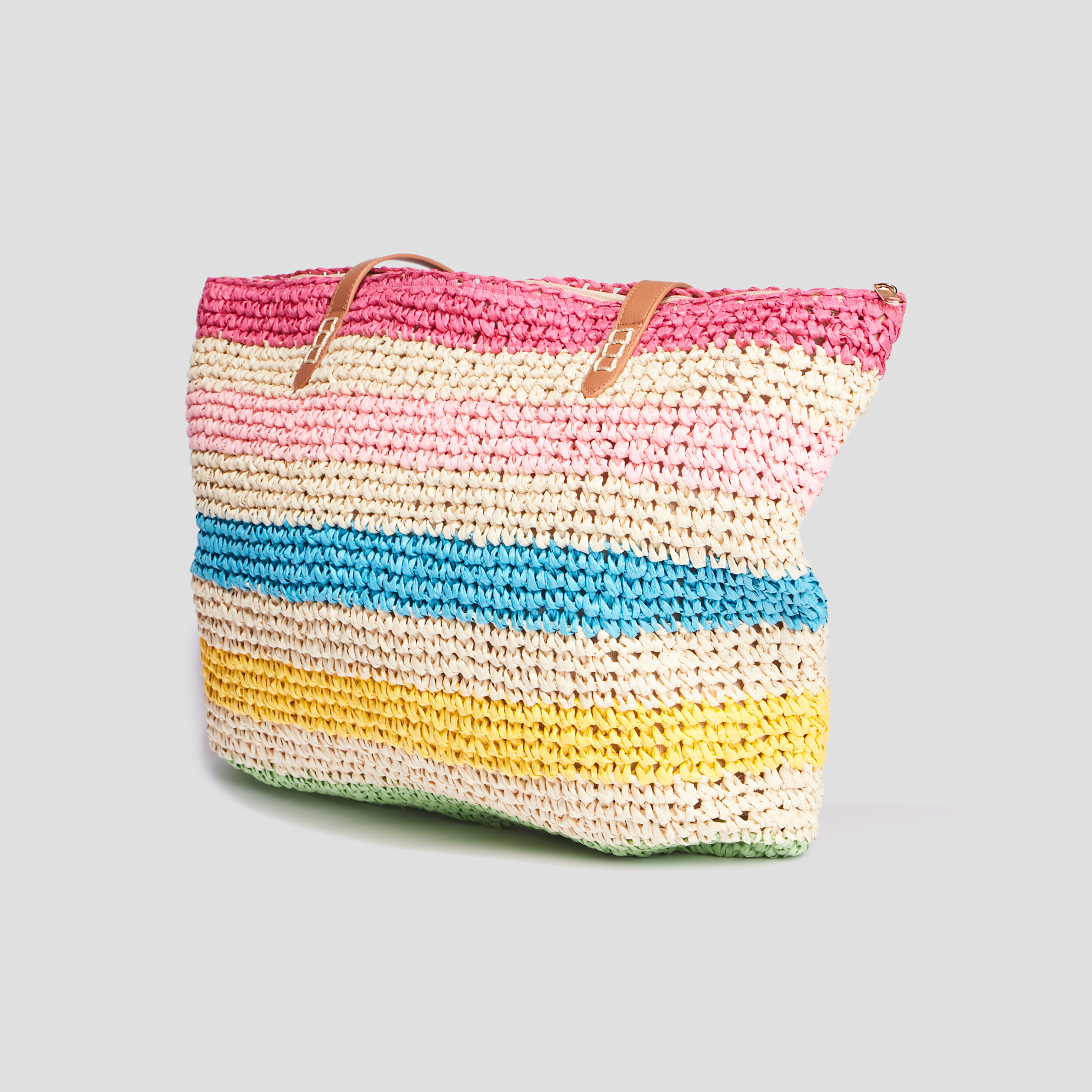 Sac cabas tressé multicolore femme | La Halle