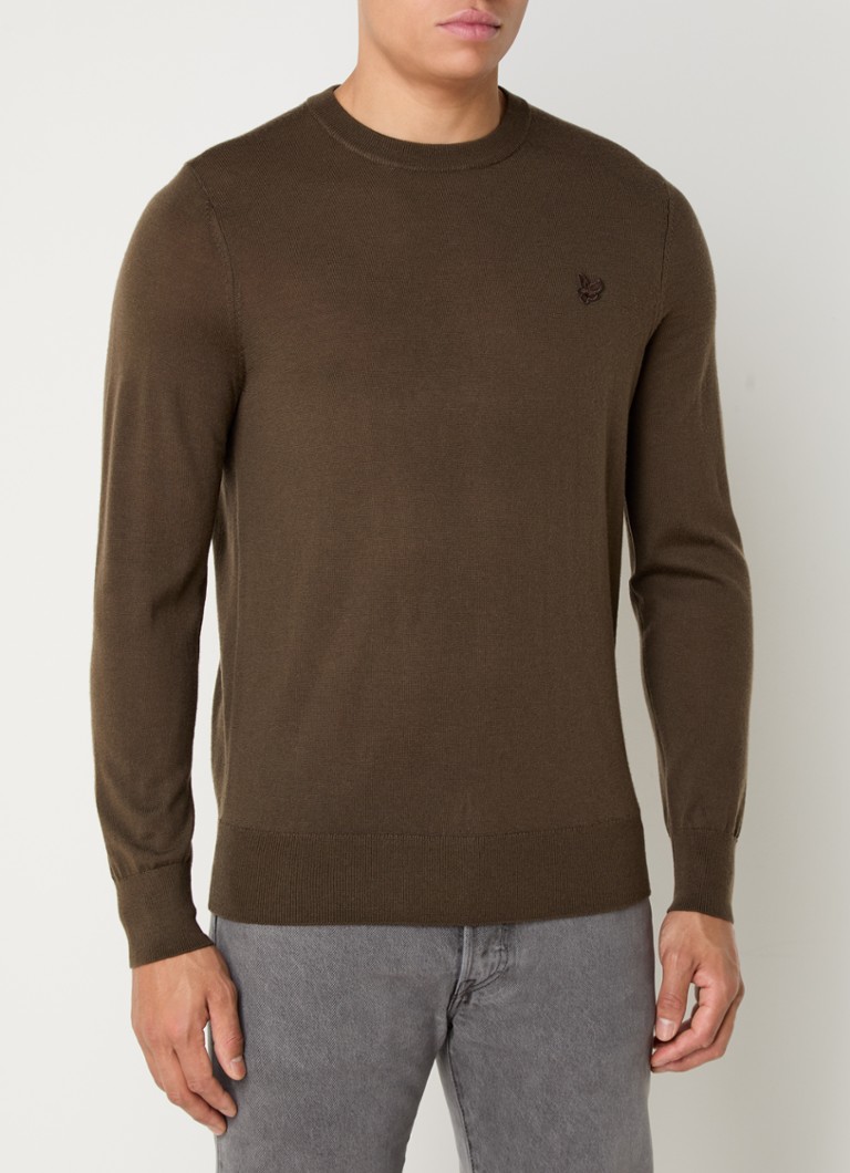 Jemně pletený vlněný pulovr Lyle & Scott v tónovém provedení s výšivkou loga