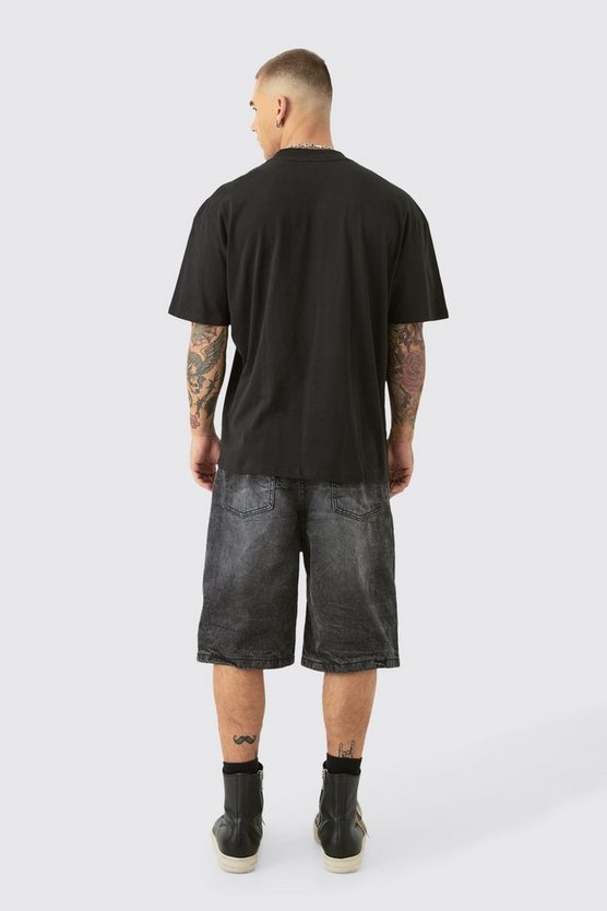 Oversize T-Shirt mit Gothic Kreuz Print