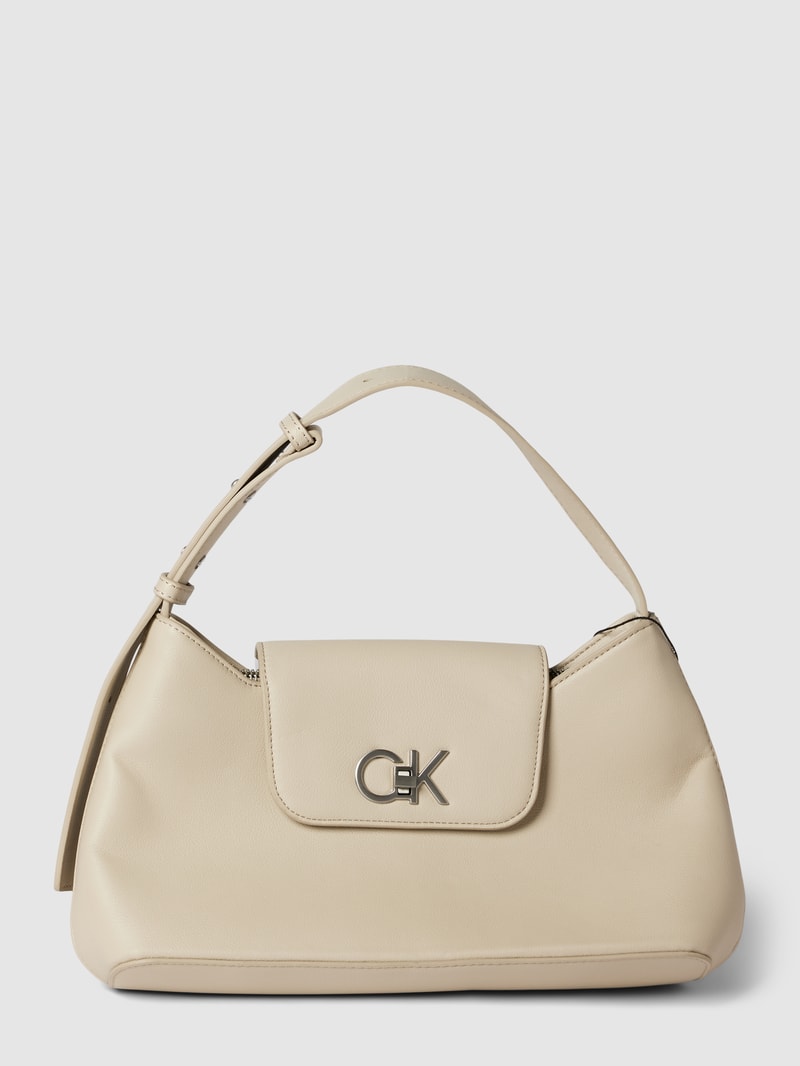 Handtasche mit Label-Applikation Modell 'RE-LOCK' in beige