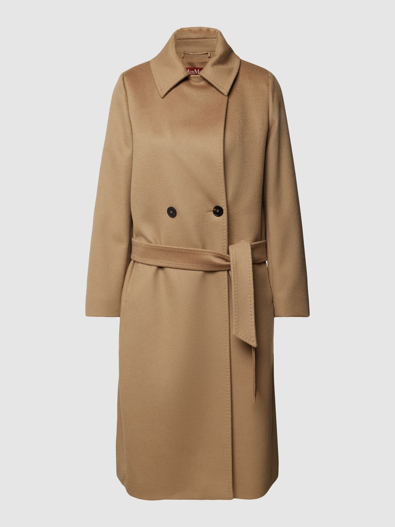 Mantel aus Wolle mit Bindegürtel in camel