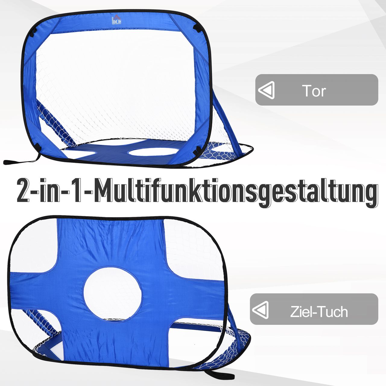 HOMCOM Fußballtore Pop Up Tor Tragbares Fußballnetz 2er Set