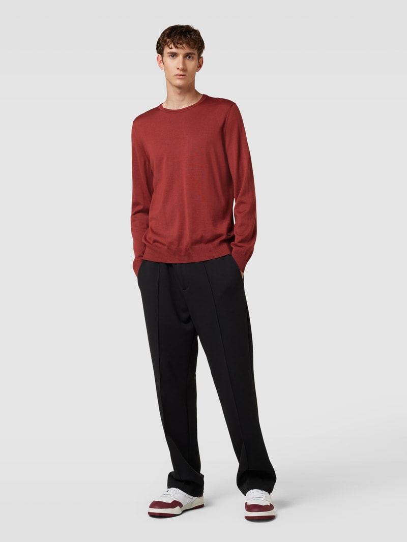 Strickpullover aus Schurwolle Modell 'Denny' in bordeaux rot
