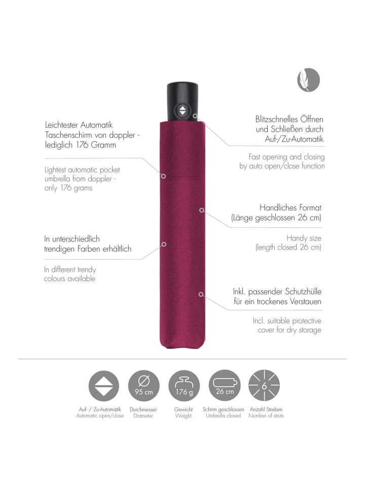 Doppler Zero Magic - Taschenschirm Regenschirm (fiery red) in royal berry günstig kaufen onesize