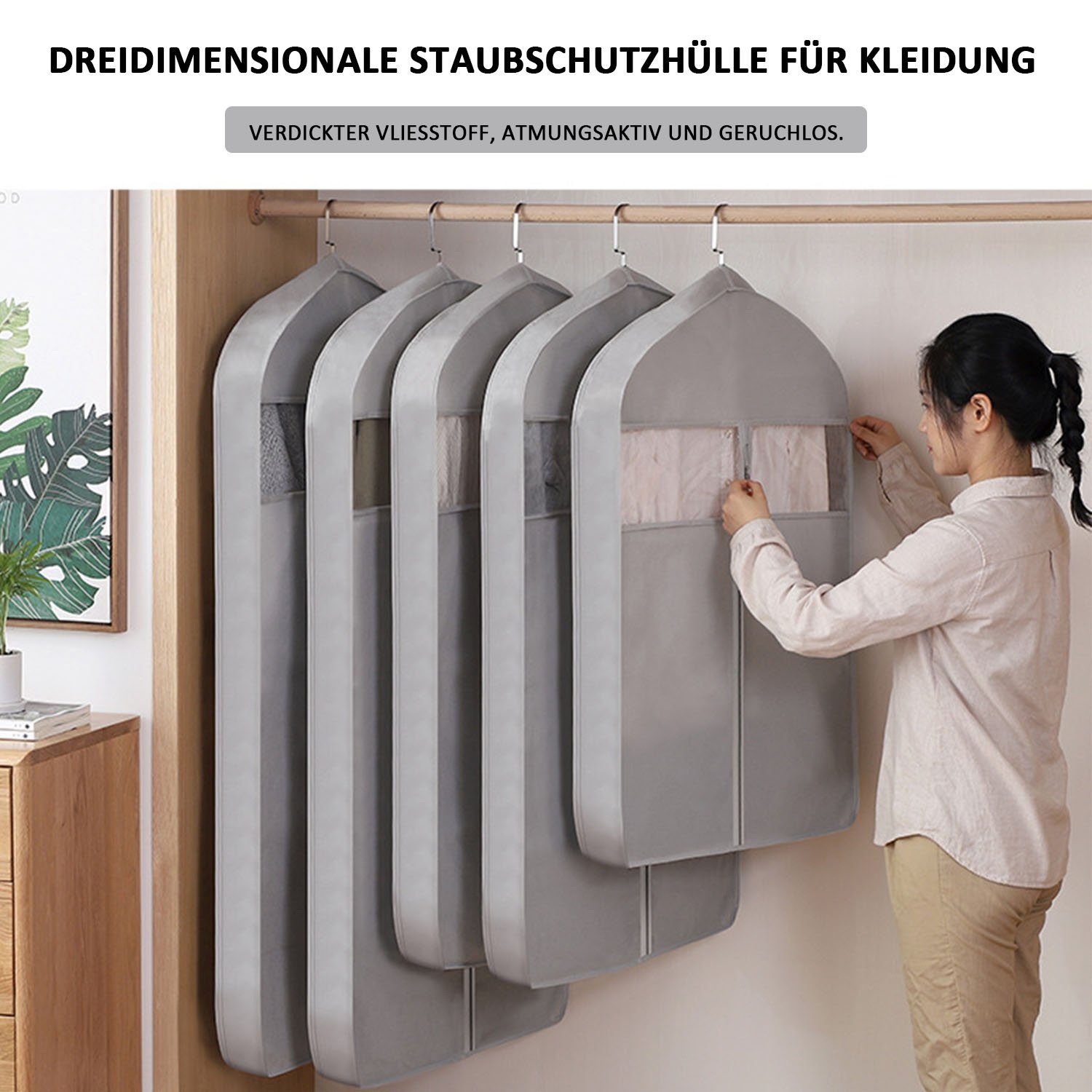MAGICSHE Kleidersack 3D staubdichter Kleidersack mit transparentem Fenster (3 St)
