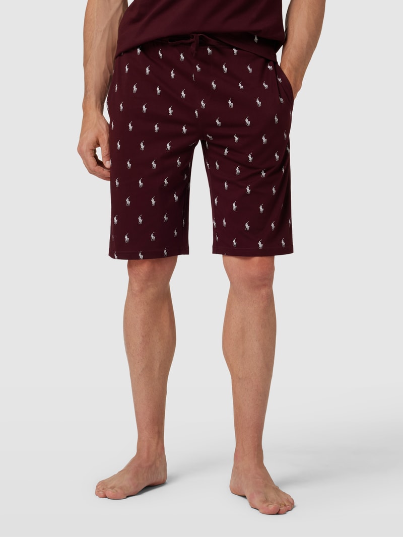 Slim Fit Sweatshorts mit Allover-Print Modell 'LIQUID in bordeaux rot