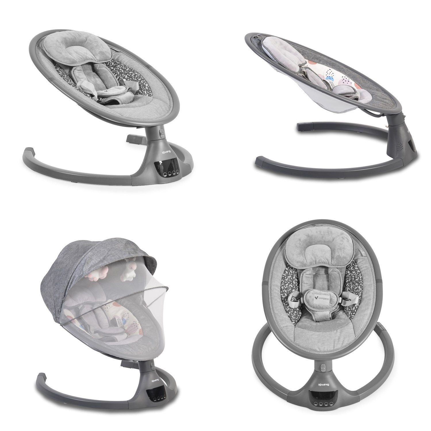 Cangaroo Babywippe Babywippe iSwing, Musikfunktion, Timer, Fernbedienung, Aluminiumrahmen