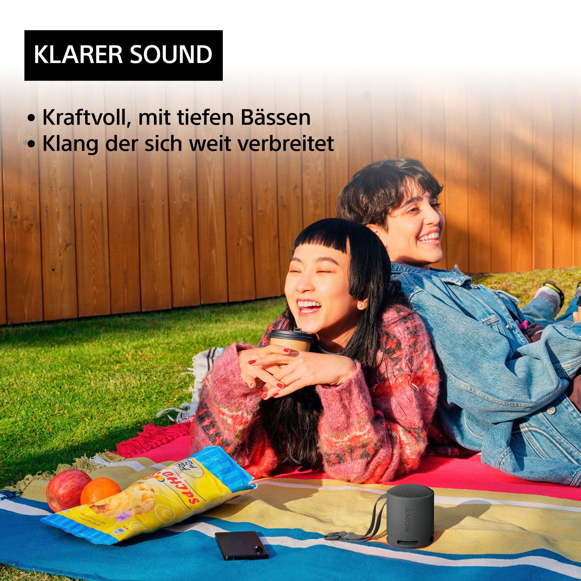 Sony SRS-XB100 Stereo Bluetooth-Lautsprecher (Bluetooth, Kabellos, wasser- und staubdicht, 16-Std.-Akku, umweltfreundlich)