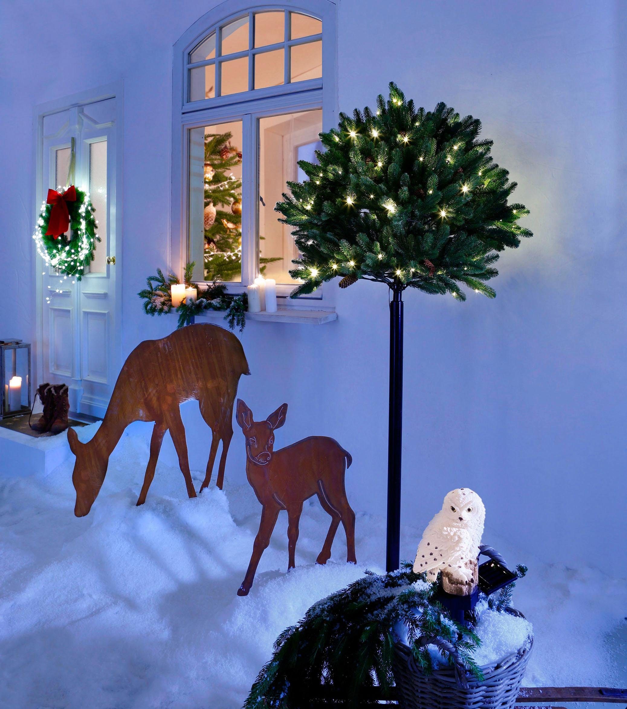 my home Weihnachtsfigur Reh, Weihnachtsdeko aussen, Gartenstecker im Rost-Look