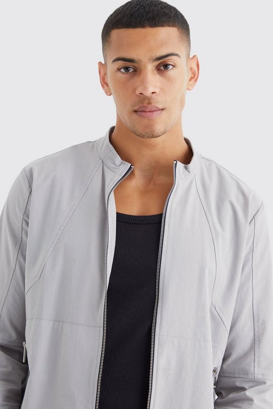 Langärmliges Overshirt mit Stretch-Einsatz und Reißverschluss