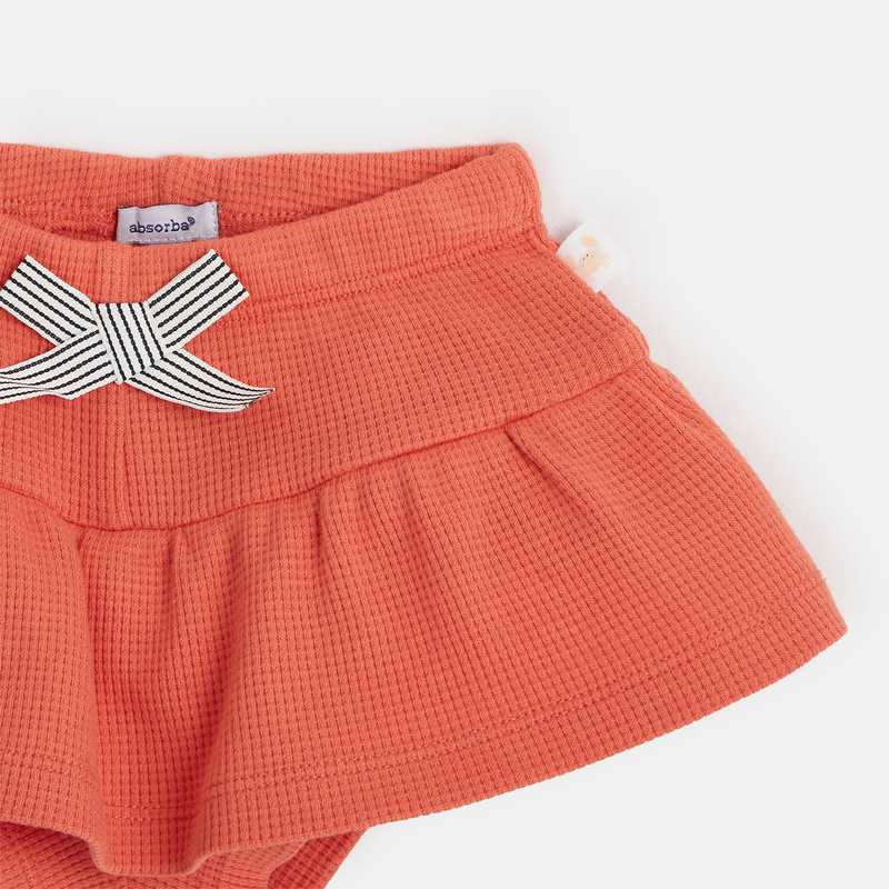 Jupe-short bébé fille en coton nid d'abeille orange Absorba