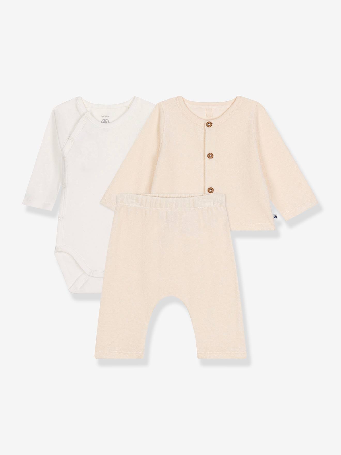 Petit Bateau Baby-Set: Wickelbody, Jacke & Hose PETIT BATEAU - beige