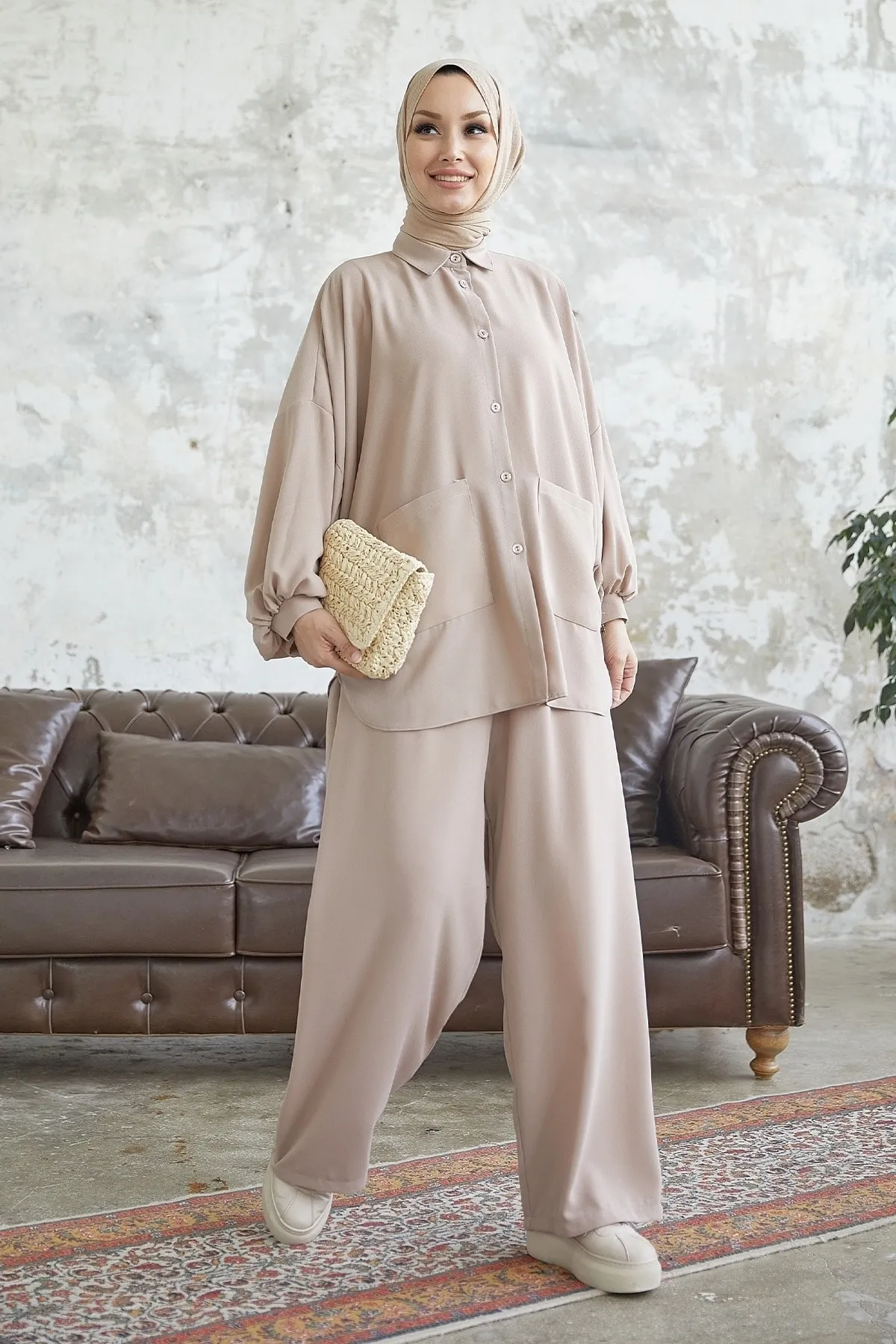 InStyle  Muno Lässiges Set mit Ballonärmeln - Beige